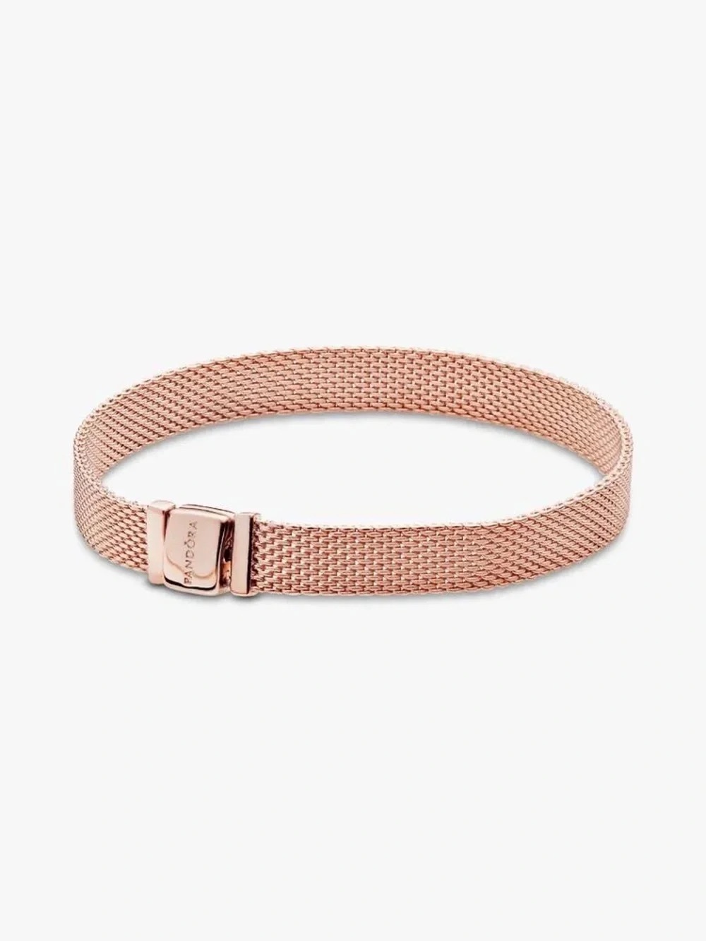 Pandora Rose Gold Woven Mesh Bracelet with Logo Clasp